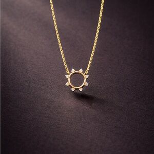Gold Sunburst Circle Pendant Necklace - Dainty Women’s Jewelry
